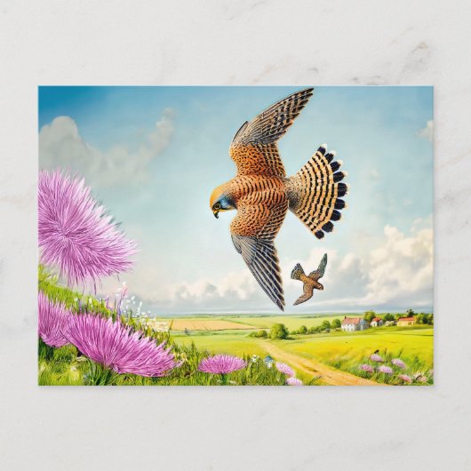 Falken über die Berghänge Feiertagspostkarte (Vorderseite)