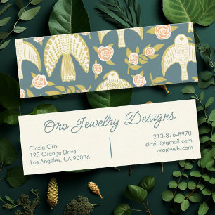 Falken und Rose Elegante Botanische feminine Küche Mini Visitenkarte