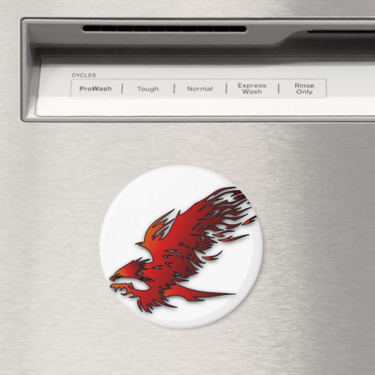 Falkenfalke aus rotem und schwarzem Cartoon Magnet (In Situ (Geschirrspüler))