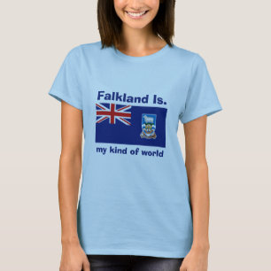 Falkland-Inseln-Flagge + Karte + Text-T-Shirt T-Shirt