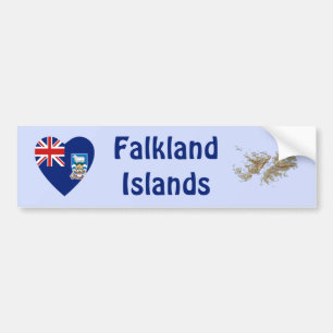 Falkland Islands Flag Herzstück + Karte Autoaufkle Autoaufkleber