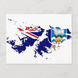 Falkland Islands (Malvinas) Flag Map FK Postkarte