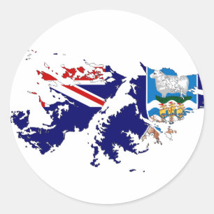 Falkland Islands (Malvinas) Flag Map FK Runder Aufkleber