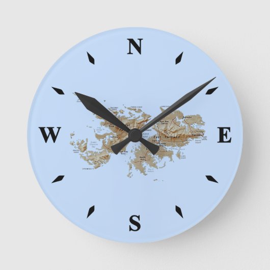 Falkland Islands Map Clock Runde Wanduhr (Vorderseite)