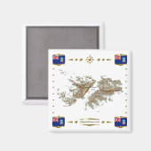Falkland Islands Map + Flags Magnet (Vorderseite/Rückseite)