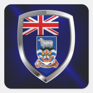 Falkland Islands Mettalic Emblem Quadratischer Aufkleber