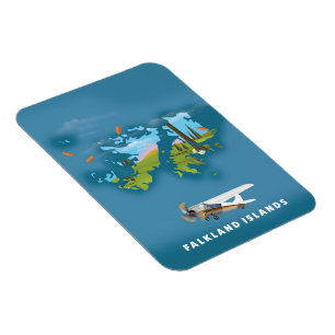 Falklandinseln illustrierte Karte Magnet