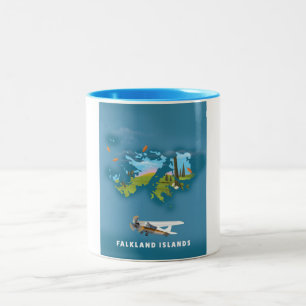 Falklandinseln illustrierte Karte Zweifarbige Tasse