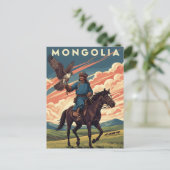 Falkner in der Mongolei Reise Postkarte (Stehend Vorderseite)