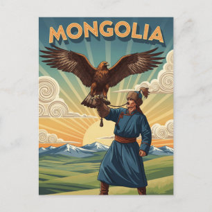 Falkner in der Mongolei Reise Postkarte