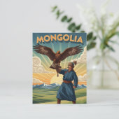 Falkner in der Mongolei Reise Postkarte (Stehend Vorderseite)