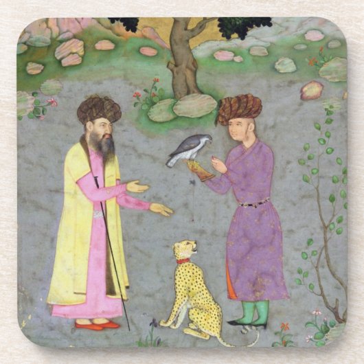 Falkner mit Begleiter- und Haustier-Gepard, von Untersetzer (Vorderseite)