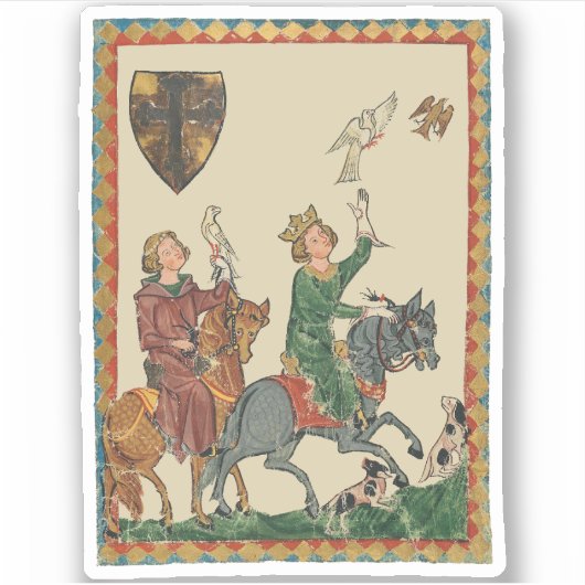 Falknerei, 14. Jahrhundert Codex Manesse Aufkleber (Vorderseite)
