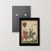 Falknerei, 14. Jahrhundert Codex Manesse Button (Vorderseite/Rückseite)
