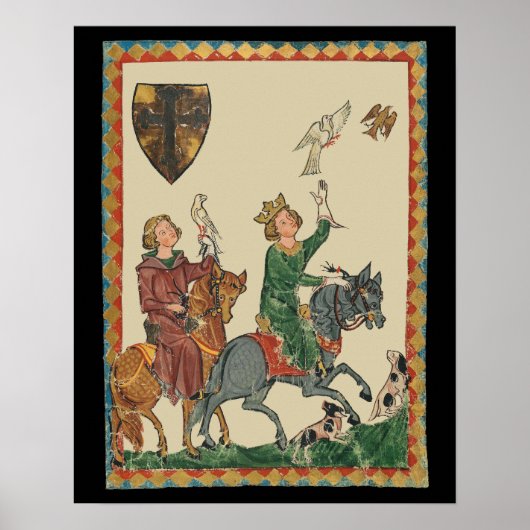 Falknerei, 14. Jahrhundert Codex Manesse Poster (Vorne)