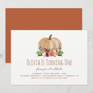 Fall A Little Pumpkin 1. Geburtstag Einladung