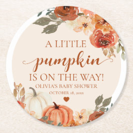 Fall A Little Pumpkin ist auf dem Weg Babydusche Runder Pappuntersetzer