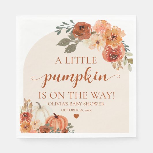 Fall A Little Pumpkin ist auf dem Weg Babydusche Serviette (Vorderseite)