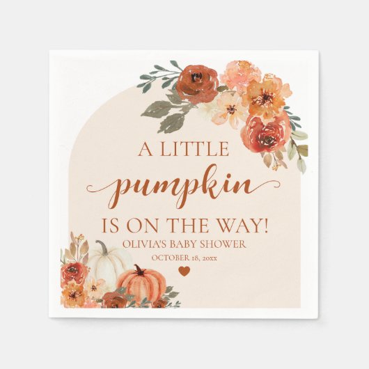 Fall A Little Pumpkin ist auf dem Weg Babydusche Serviette (Vorderseite)