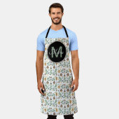 Fall Acorn und Greenery Ditsy Muster Monogram Schürze (Getragen)