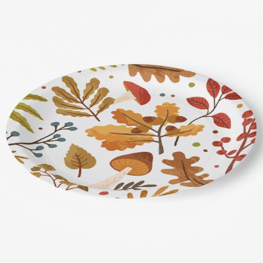 Fall Acorn und Pilz-Papierplatte Pappteller (Schrägansicht)