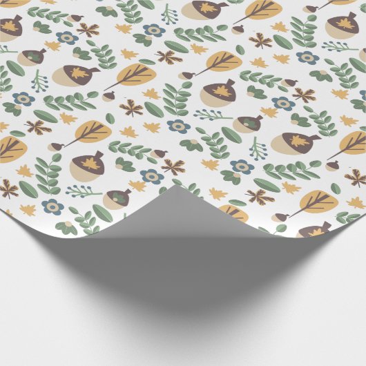 Fall Acorns Blumengrün Umschlagpapier Geschenkpapier (Ecke)