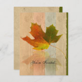 Fall-Ahorn-Blatt auf Imitat-Büttenpapier-Einladung Einladung (Vorne/Hinten)