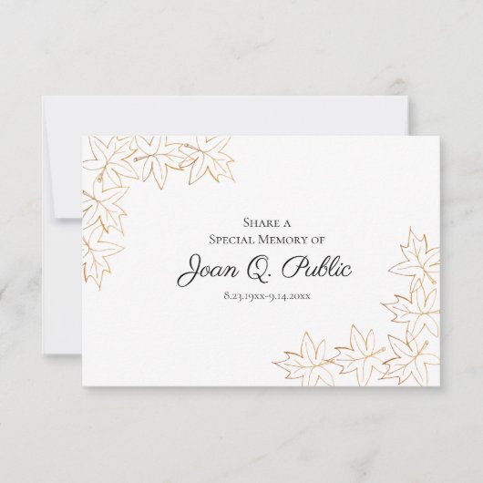 Fall-Ahorn-Blätter auf der Kante Eine Gedächtnisbe Mitteilungskarte (Vorderseite)