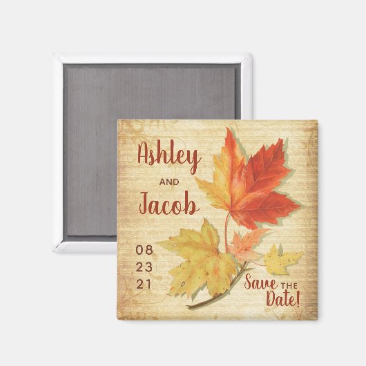 Fall-Ahorn-Blätter Hochzeitssache Datum speichern Magnet (Vorderseite/Rückseite)