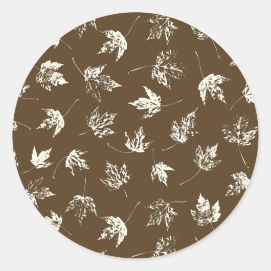 Fall Ahorn Verlasse auf braun - nahtlos. Runder Aufkleber (Vorderseite)