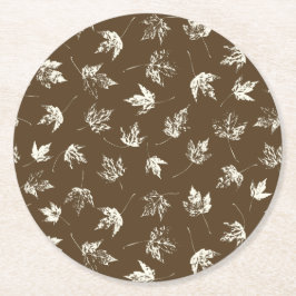 Fall Ahorn Verlasse auf braun - nahtlos. Runder Pappuntersetzer