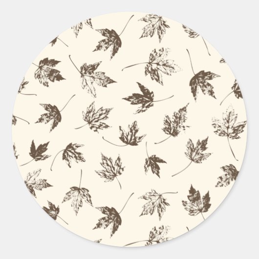 Fall Ahorn Verlasse auf Creme - nahtloses Muster. Runder Aufkleber (Vorderseite)