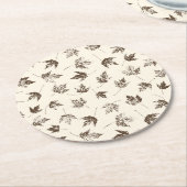 Fall Ahorn Verlasse auf Creme - nahtloses Muster. Runder Pappuntersetzer (Angewinkelt)