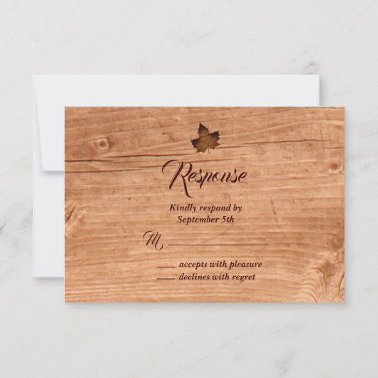 Fall Ahornleaf UAWG aus Eiche RSVP Karte (Vorderseite)