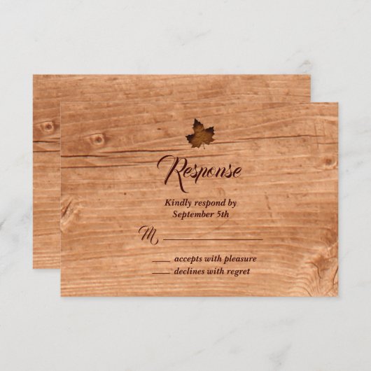 Fall Ahornleaf UAWG aus Eiche RSVP Karte (Vorne/Hinten)