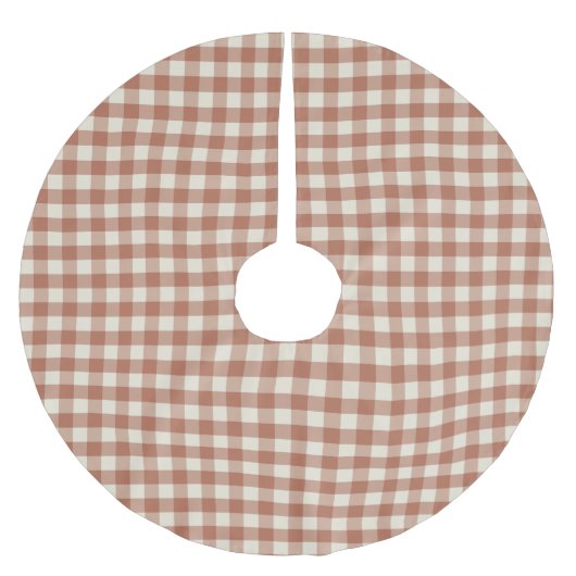 Fall Amaro auf Panna Cotta Gingham - kariertes Mus Polyester Weihnachtsbaumdecke (Vorderseite)