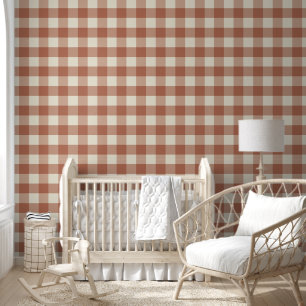 Fall Amaro auf Panna Cotta Gingham - Karomuster. Tapete