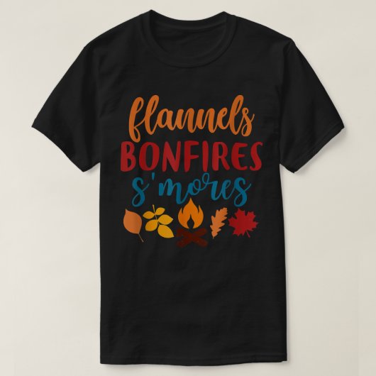 Fall Apparel, Flannels Bonfires Smores, Autumn T-Shirt (Design vorne)