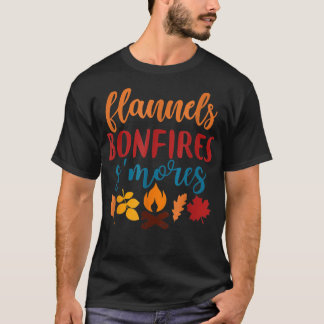 Fall Apparel, Flannels Bonfires Smores, Autumn  T-Shirt