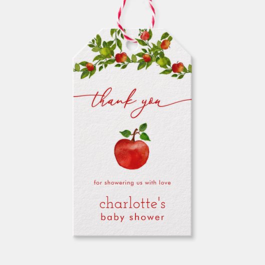 Fall Apple Baby Dusche Gevor Tag Geschenkanhänger (Vorderseite)