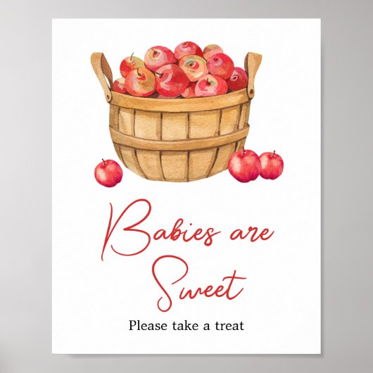 Fall Apple Basket Baby Dusche Babys sind süß Poster (Vorne)