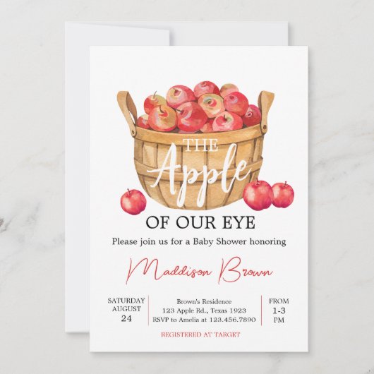 Fall Apple Basket Baby Dusche Einladung (Vorderseite)