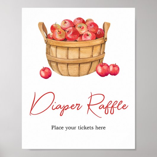 Fall Apple Basket Babydusche Windeln Raffel Poster (Vorne)