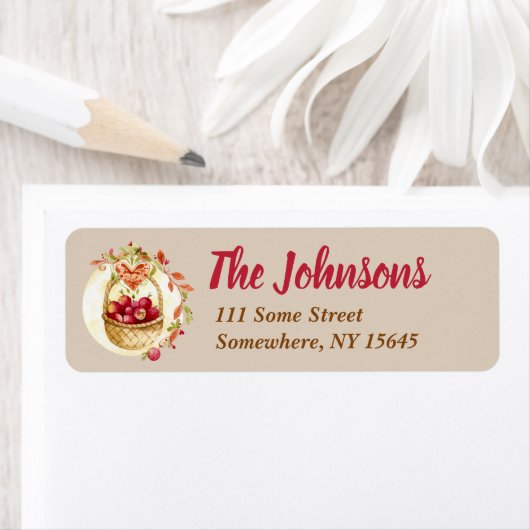 Fall Apple Basket-Rücksendeadressen-Aufkleber (Insitu)