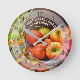 Fall Apple-Korb "segne den Herrn zu jeder Zeit! Runde Wanduhr