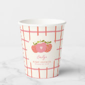 Fall Apple Thema Whimsical Baby Dusche Rosa Rot Pappbecher (Vorderseite)