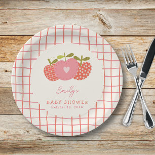 Fall Apple Thema Whimsical Baby Dusche Rosa Rot Pappteller