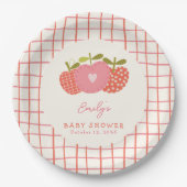 Fall Apple Thema Whimsical Baby Dusche Rosa Rot Pappteller (Vorderseite)