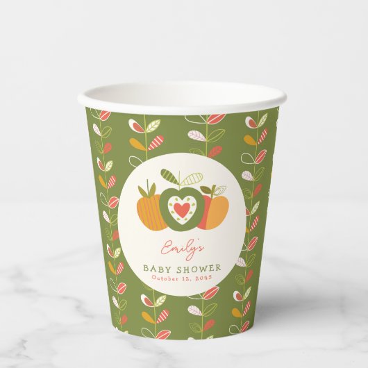 Fall Apple Theme Babydusche Geschlecht neutral Pappbecher (Vorderseite)
