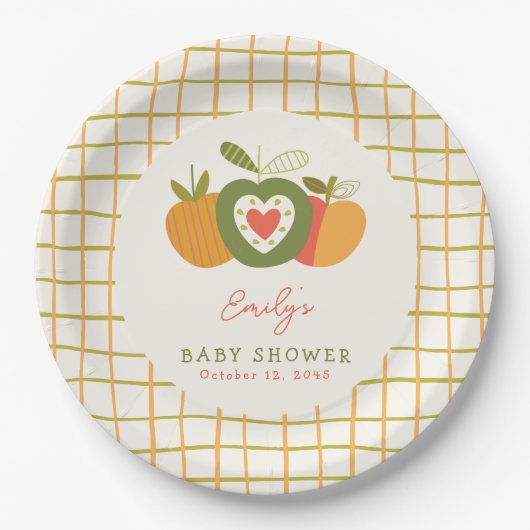 Fall Apple Theme Babydusche Geschlecht neutral Pappteller (Vorderseite)